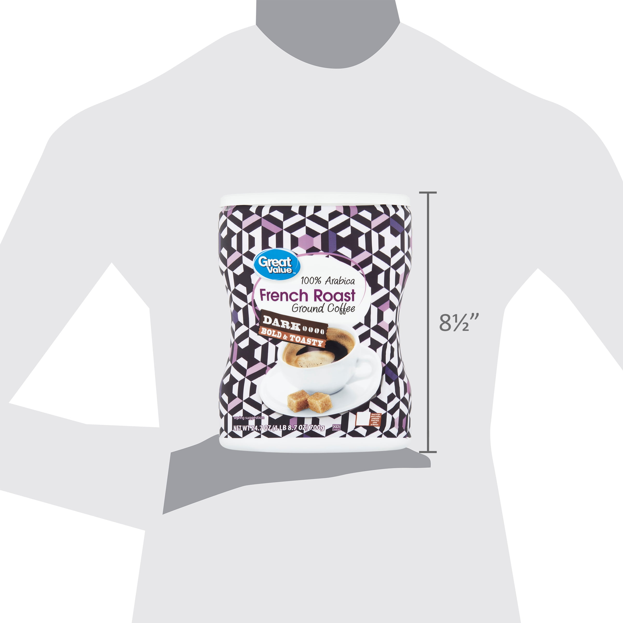Great Value 100 % Arabica French Roast Ground Coffee, Dark Roast, 24.7 oz