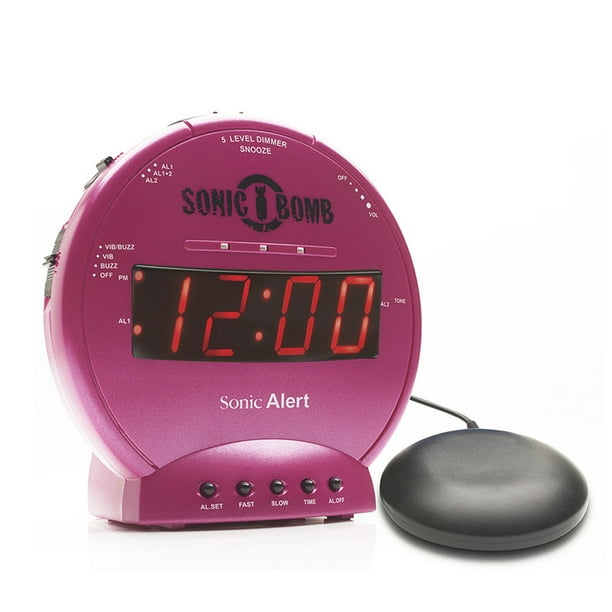 Sonic Alert Sonic Bomb Dual Alarm Clock with Bed Shaker Vibrator and