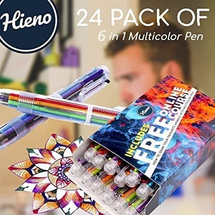  Sikao 6-in-1 Multicolor Pens, 24 Pack Multi Color Pens All In  One, Multicolored Pens, Rainbow Pens, Bulk Party Favors, Classroom Prizes,  Goodie Bag Stuffers for Kids Grils, Valentines Day Cool