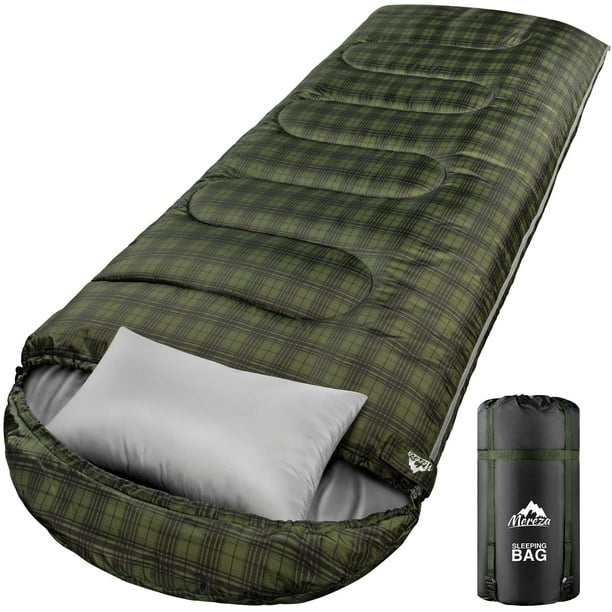 MEREZA Saco de dormir de invierno de 0 grados para adultos y niños con almohada, saco de dormir para clima frío para 4 estaciones, camping, senderismo, mochilero, sacos de dormir para grandes y altos