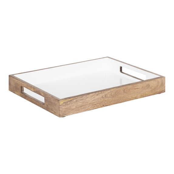 Kate and Laurel Ehrens Decorative Wood Tray, Natural/White 13x17