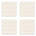 thumbnail image 1 of Ivory Coaster Set of 4, Flourished Rose Flower Blossoms and Petals Motif Essence Nature Classic Design, Square Hardboard Gloss Coasters, Standard Size, Coconut Beige, by Ambesonne, 1 of 2