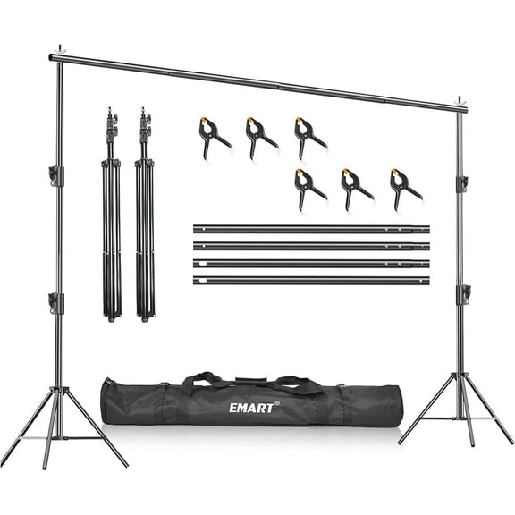 EMART Heavy Duty Backdrop Stand, 8.5 x 10ft Adjustable Photo Background Support System Kit with Carry Bag for Photography