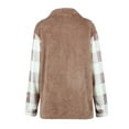 thumbnail image 6 of IROINNID Women's Jacket Shearling Jacket Turndown Lapel Plaid Long Sleeve Loose Button Splicing Lattice Double Sided Fleece Recreational Tops, Khaki, 6 of 9