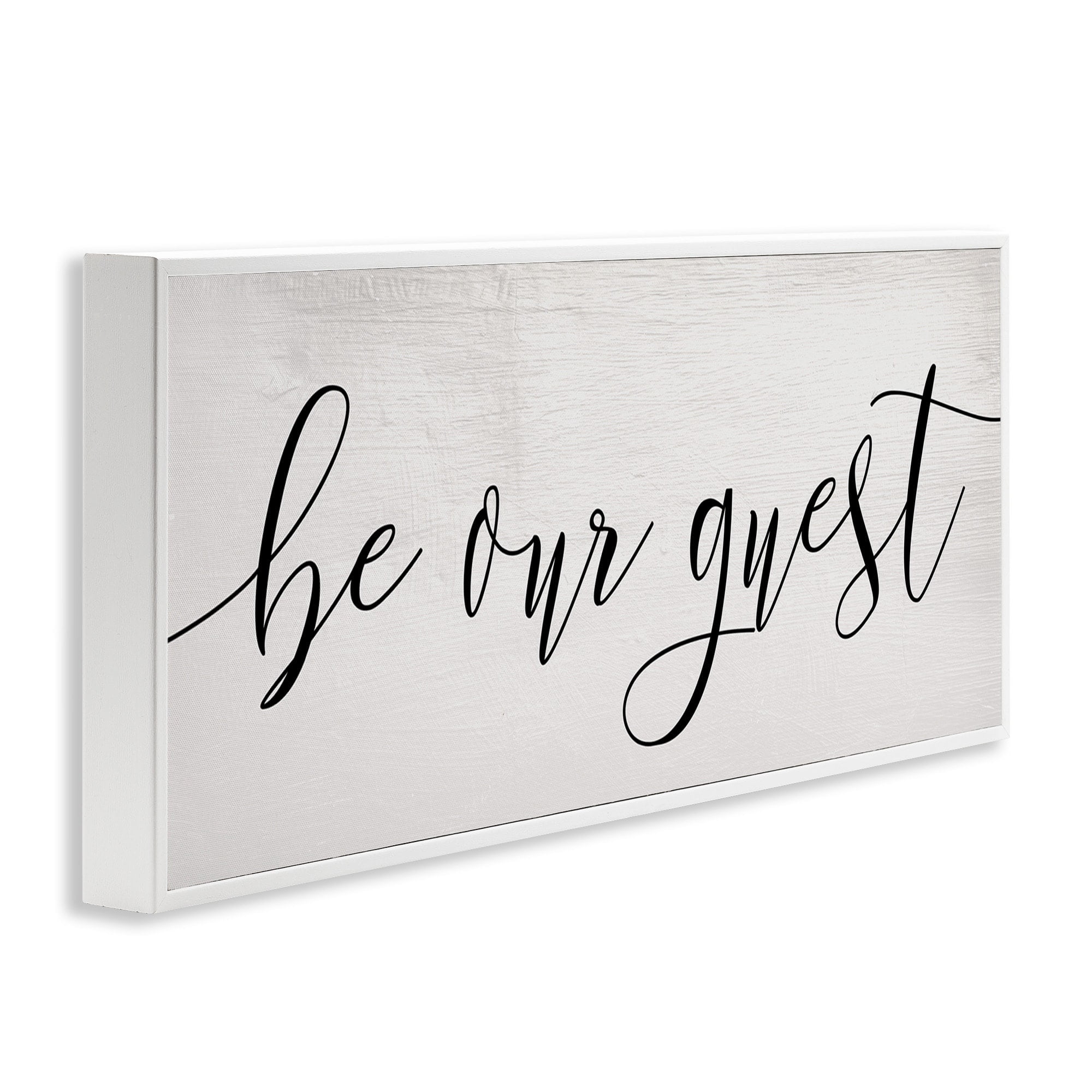 Stupell Industries Be Our Guest Script White Wood Look Typography, 10 x 24,Design by Daphne Polselli