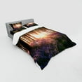 thumbnail image 3 of Ambesonne Forest Bedding Set 3 Pcs, Sunrise Woods in Spring, Twin, Purple Green, 3 of 3