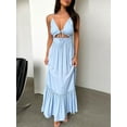 thumbnail image 2 of xiaxaixu Femmes Été Longue Robe Sans Manches Cravate Spaghetti Sangle Découpe Cocktail Robe de Soirée Robe de Soirée, 2 of 5