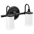 thumbnail image 2 of moen yb6462ch belfield 2 dual-mount bath bathroom vanity light fixture with frosted glass, 2-globe, chrome, 2 of 5