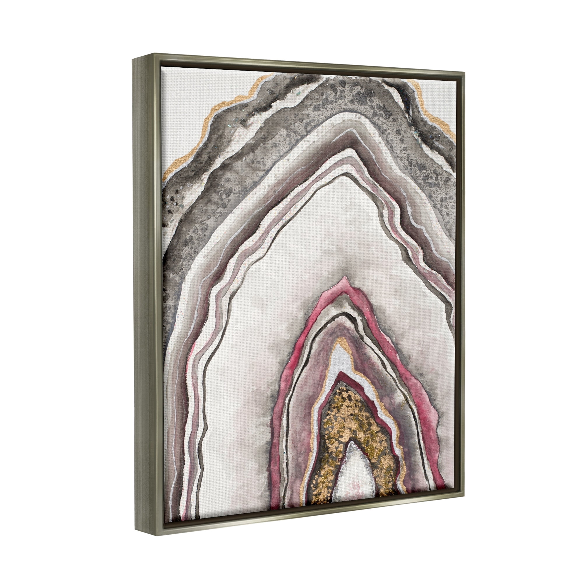 Stupell Industries Pink Neutral Geode Rock Arch Pattern Abstract Luster Gray Framed Floating Canvas Wall Art, 24x30, by Tiffany Hakimipour