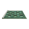thumbnail image 2 of Ahgly Company Machine Washable Indoor Square Abstract Turquoise Blue Modern Area Rugs, 4' Square, 2 of 4
