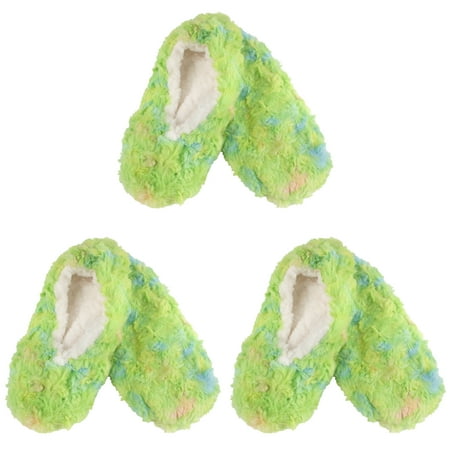 

Adult Super Soft Warm Cozy Fuzzy Soft Touch Slippers Non-Slip Lined Socks - Springtime Mix - 3 Pairs