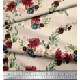 thumbnail image 3 of Soimoi White polyester Crepe Fabric Ranunculus & Penoy Floral Print Decor Fabric Printed By the Yard 52 Inch Wide, 3 of 3