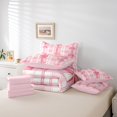thumbnail image 6 of Manfei Lovely Bow Knot 7-Piece Bedding Comforter Set,Princess Bowtie King Bedding Sets,Pink Geomtric Plaid Bed Sheets For Teens,Luxury Bedroom Decor Reversible, 6 of 8
