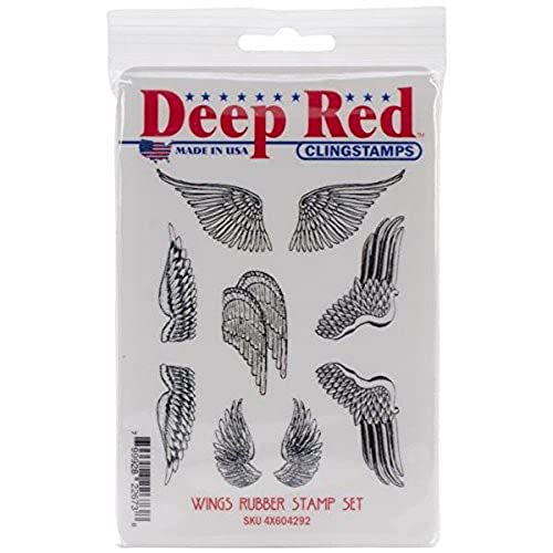 Deep Red Stamps Wings Rubber Stamp Set3 x 4inches