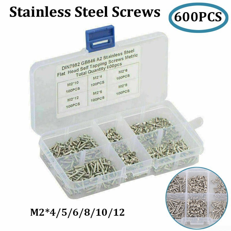 600 Assorted Self Tapping Screws Stainless Steel Pozi Countersunk Self Tappers 