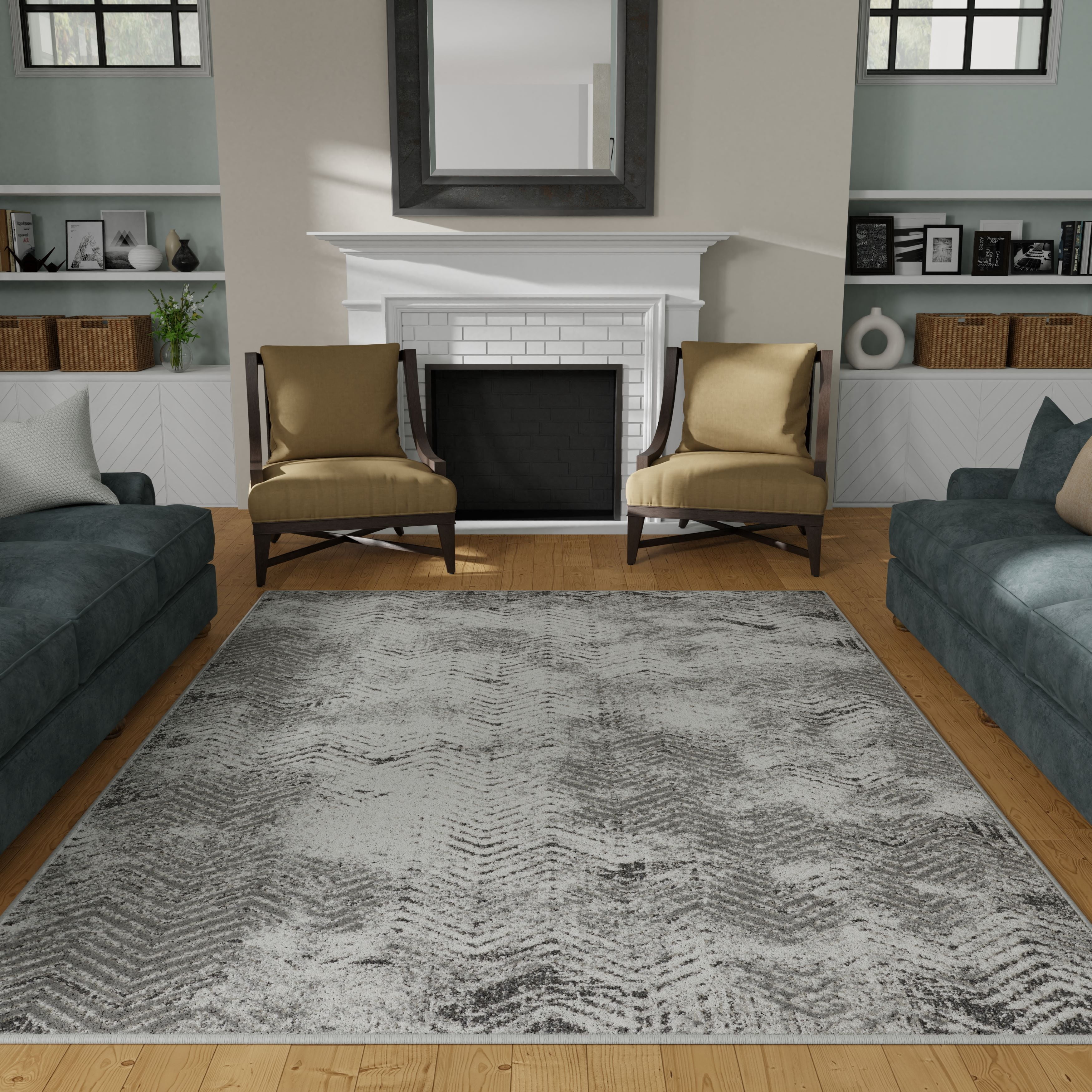 Loomaknoti Aysal Armelar 6' x 9' Grey Chevron Indoor  polypropylene Area Rug