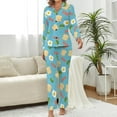 thumbnail image 2 of Top-kevin Womens Pajamas Set Breakfast Foods Soft Long Sleeve Sleepwear Button Down Sets, 2 of 6