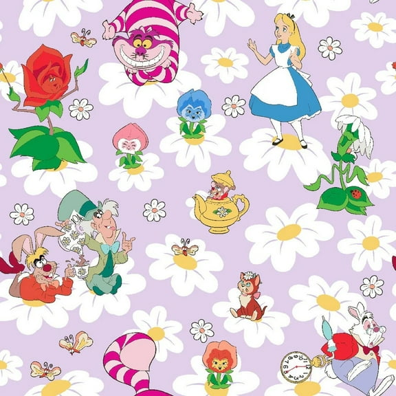 Alice and Friends Among Daisies Cotton Fabric (1 Yard)