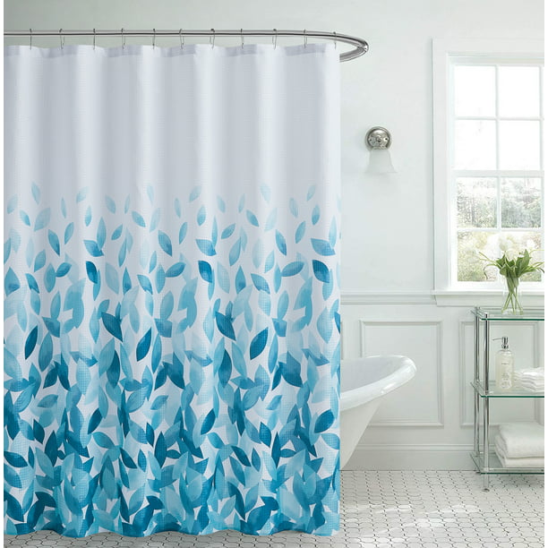 Blue Ombre Polyester Shower Curtain 70, Blue Ombre Ruffle Shower Curtain
