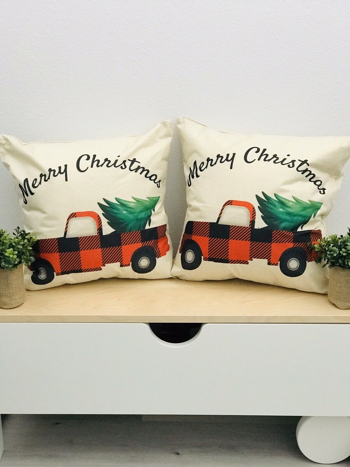 Truck Pillow Case Set Of 2 Pillow Cover Christmas Pillow Linen Pillow
