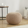 thumbnail image 3 of Round Pouf Foot Stool Ottoman by Sweet Home Collection, Taupe, 3 of 6