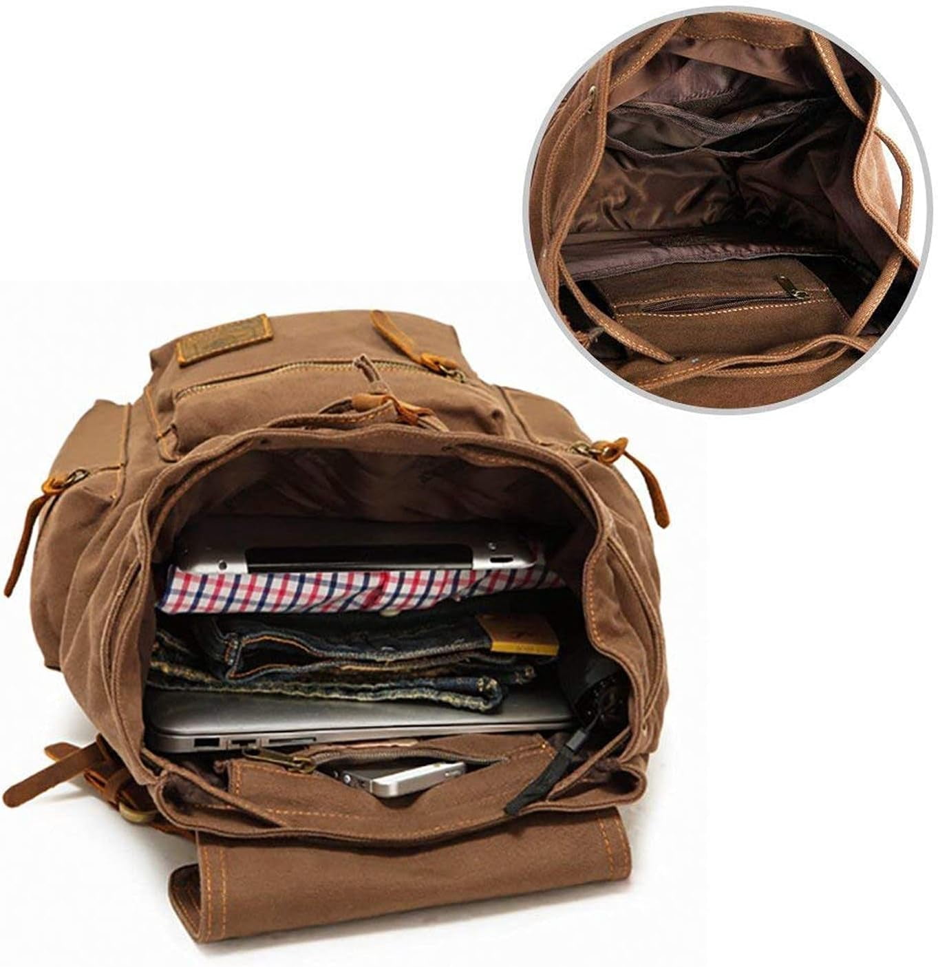 AUGUR High Capacity Canvas Vintage Backpack 30L -  Laptop Compartment, Unisex