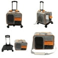 thumbnail image 3 of Folding Cat Carrier,Cat Backpack Breathable Rolling Travel Backpack with Pockets for Dogs and Cats Gray Orange, 3 of 7