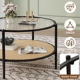 thumbnail image 4 of QinaQin Table Basse en Rotin de 30 Pouces, Table d'Appoint Ronde à 2 Niveaux, Noir, 4 of 7