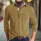 thumbnail image 2 of Men's Spring And Autumn Solid Color T-shirt Lapel 3 Button Open Placket Button Long Sleeved Top 3XL, 2 of 6