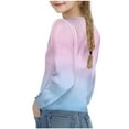 thumbnail image 4 of HAOTAGS Girls Gradient Color Tops 2025 Fashion Round Neck Long Sleeve Shirts Blue Size 9 Years, 4 of 9