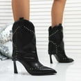thumbnail image 7 of Stylish Stiletto Mid Calf Western Boots Featuring Edgy Studded And A Sleek Pointed Toe Design For A Modern And Fashion Statement, 7 of 7