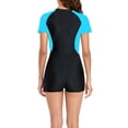 thumbnail image 3 of Womens Swimsuits One-Piece Women's Boyleg Swimsuit, Short Sleeve Zip up Swimming Suit, Surfing Bathing Suit Wetsuit Blue S, 3 of 8