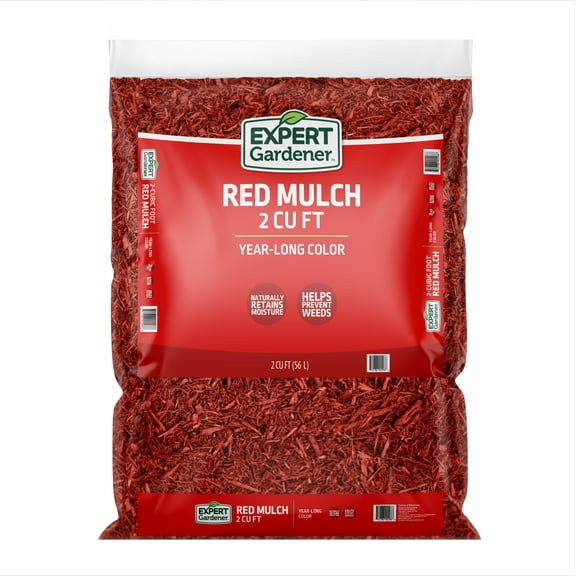 Expert Gardener Red Mulch, 2 cu. ft. – Year Long Color, Decorative Landscaping Mulch