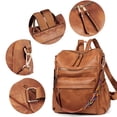 thumbnail image 5 of Dora & Liz - Mochila para mujer, de piel de moda, convertible, para viajes, universidad, con correa colorida, PU Marrón, M, 5 of 5