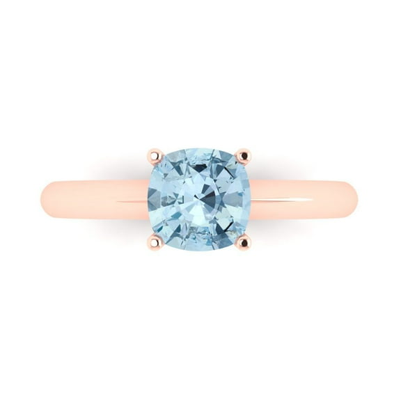 Solitaire Engagement Ring for Women - 1.5ct Natural Sky Blue Topaz in 18K Rose Gold Promise Ring