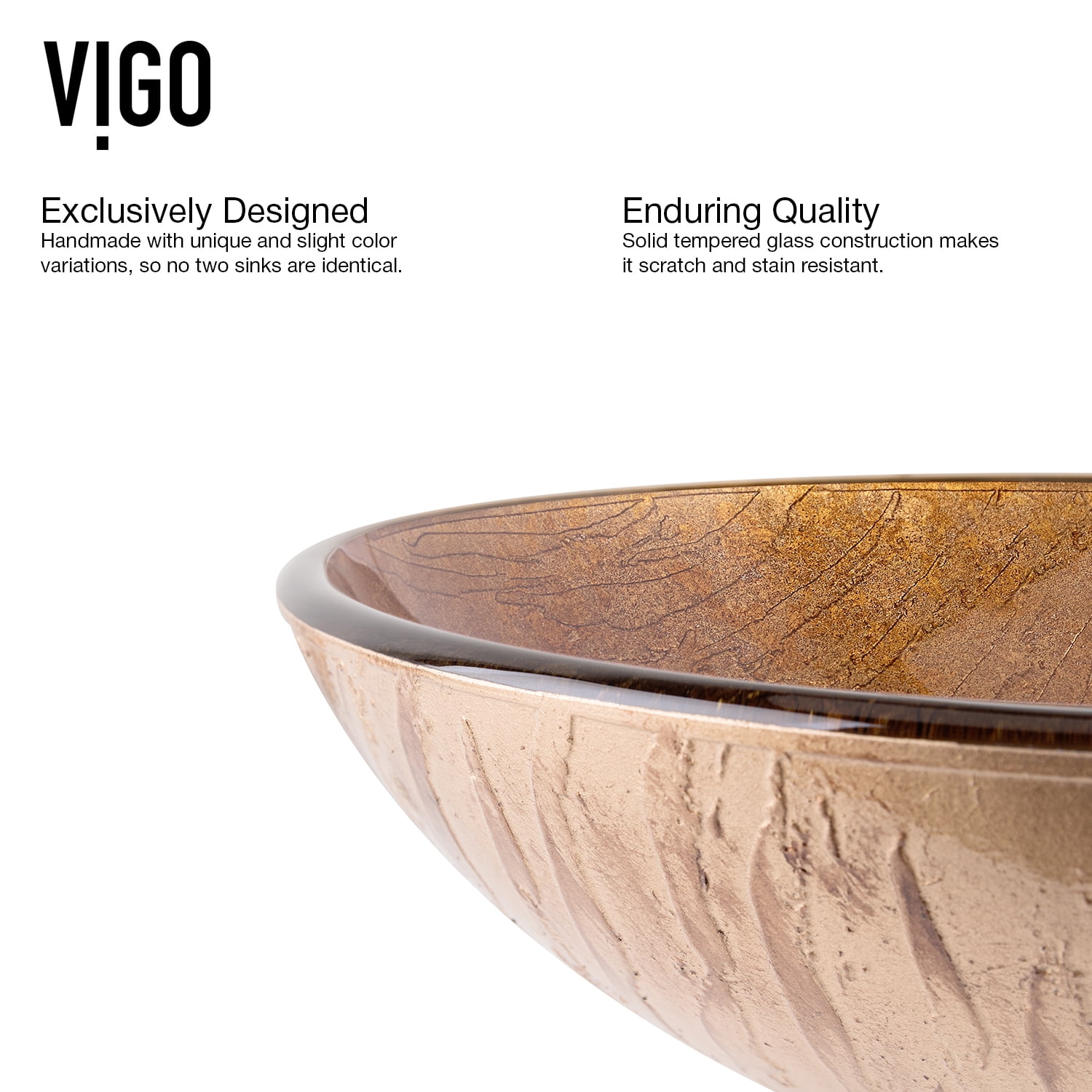 Open Box VIGO Giovanni Amber Sunset Glass 17 in. L x 17 in. W x 6 in. H Round Vessel Bathroom Sink