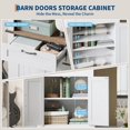 thumbnail image 4 of Historyli 72" Tall Farmhouse Bookcase, Floor Standing Bookshelves with Doors and Drawer Adjustable Shelves for Home Office, White, 4 of 7