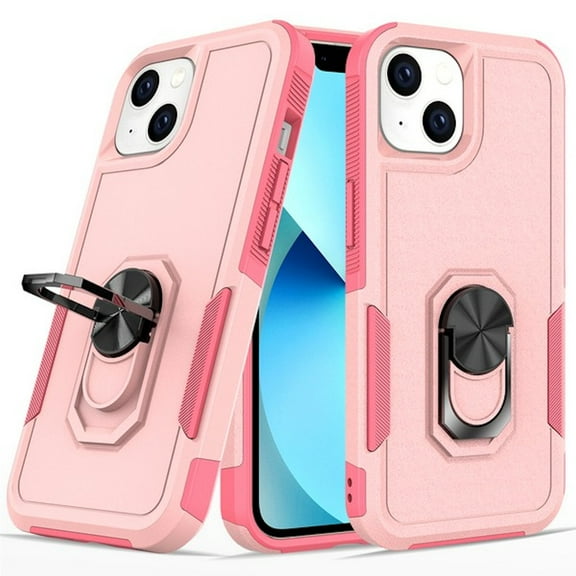 TUFF Shockproof Hybrid Armor Case with Ring Grip for iPhone 14 - Pink