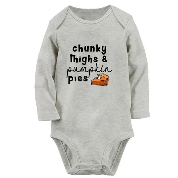 Chunky Things & Pumpkin Pie Funny Rompers, Newborn Baby Unisex Bodysuits, Infant Jumpsuits, Toddler 0-12 Months Kids Long Sleeves Oufits (Gray, 0-6 Months)