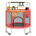thumbnail image 4 of Kids Trampoline Indoor Outdoor Small Fitness Toy Safety Enclosure Net Basketball Hoop Rings Swing Boys Girls, 4 of 7