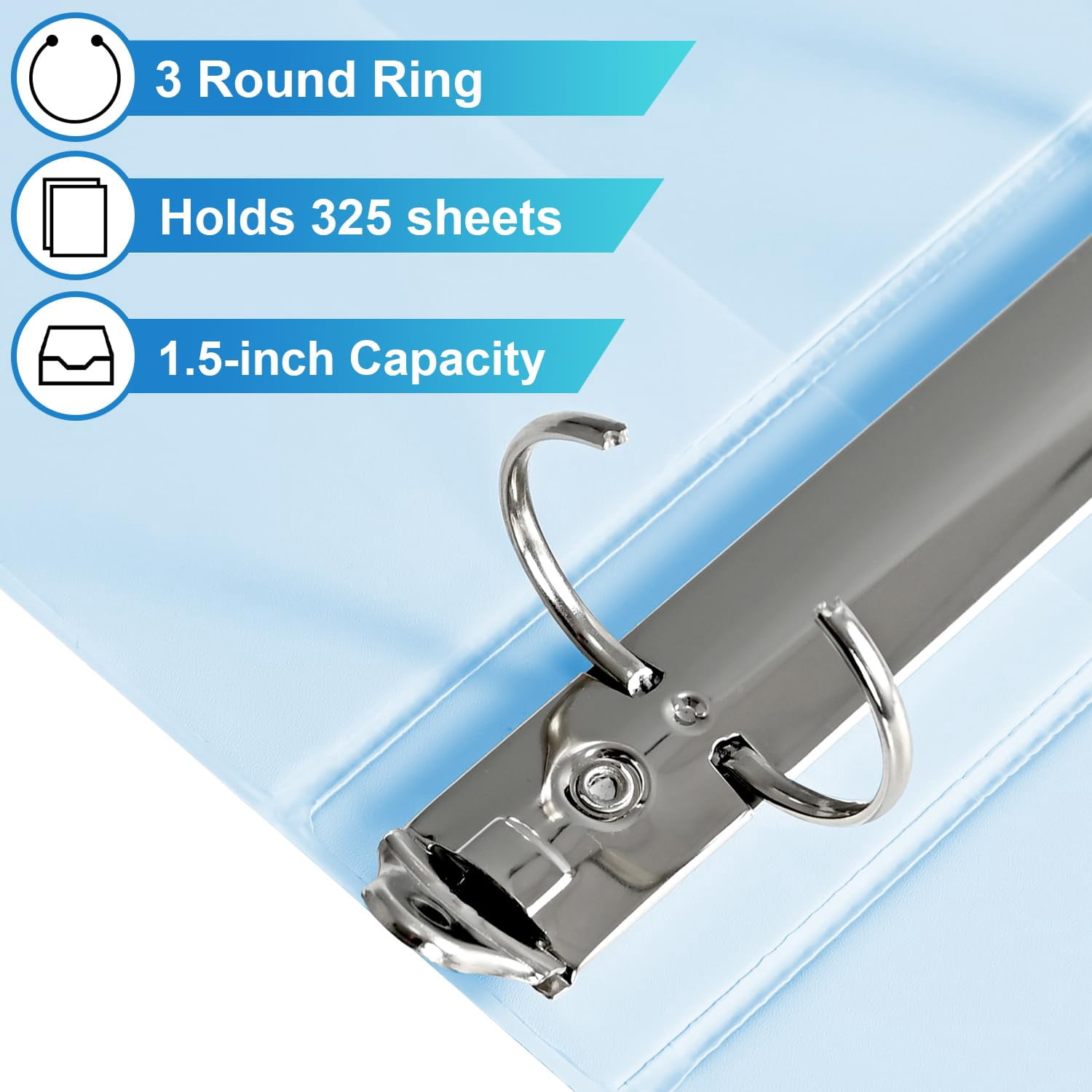 4-Pack 3 Ring Binders, 1.5 Inch Round O-Ring View Binders, Holds 200 Letter Size Sheets, with Pockets, Assorted Colors
