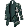 thumbnail image 2 of Sacos y Chaquetas de traje Chaqueta de traje de trabajo de solapa informal con estampado elegante de manga larga para mujer, abrigo, prendas de vestir, ropa informal,temperamento blazer(Verde， 4XL), 2 of 3