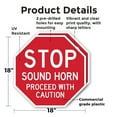 thumbnail image 2 of Stop Sound Horn Proceed with Caution (2 Pack) 18 inch X 18 inch Octagon Plastic Sign Weather Resistant, UV Protected for Workplace, Private Property, and Construction Site, Made in the, 2 of 7