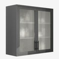 thumbnail image 5 of 30" Wall Mounted Cabinet, Table-Top Storage Cabinet with Hazy Waffle-Grids Glass Doors and 2 Adjustable Shelves for Bathroom, Kitchen, 5 of 11