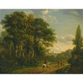 thumbnail image 2 of Charles Towne 24x20 Black Ornate Framed Double Matted Museum Art Print Titled: A Horseman and Figures on a Country Lane (1805), 2 of 5