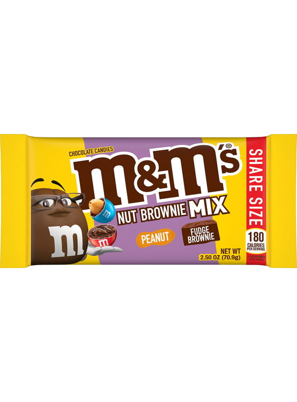 M&M'S Peanut Brownie Mix Chocolate Candy, Share Size - 2.5 oz Bag