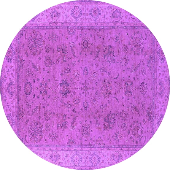 Ahgly Company Indoor Round Oriental Purple Traditional Area Rugs, 7' Round