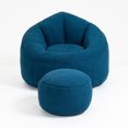 thumbnail image 7 of Bean Bag Chair with Ottoman, High Pressure Foam Bean Bag Chairs for Adult, Comfy Beanbag Chair with Footrest, Blue, 7 of 7