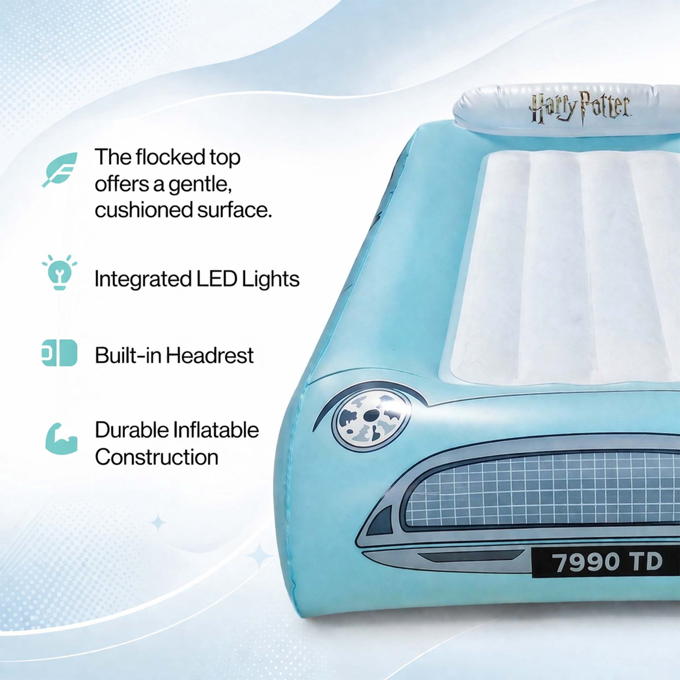Harry Potter Flying Ford Anglia Air Mattress, Wizarding World Car-Shaped Inflatable Bed for Kids & Fans