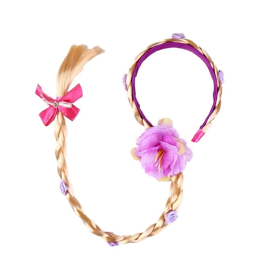 Long Braid Headband for Girls Halloween Birthday Cosplay Princess Costume Accessories